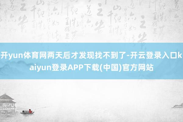 开yun体育网两天后才发现找不到了-开云登录入口kaiyun登录APP下载(中国)官方网站